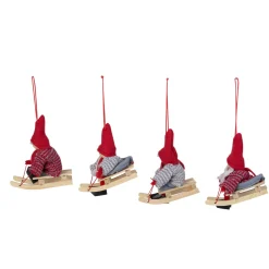 Set of 4 Holiday Kids on Sleds Christmas Ornaments 4"