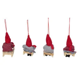 Set of 4 Holiday Kids on Sleds Christmas Ornaments 4