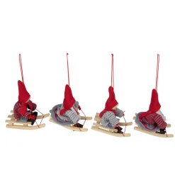 Set of 4 Holiday Kids on Sleds Christmas Ornaments 4