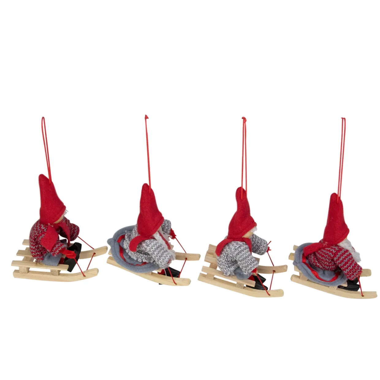 Set of 4 Holiday Kids on Sleds Christmas Ornaments 4"