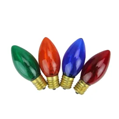 Set of 4 Incandescent C7 Transparent Multi Twinkle Replacement Bulbs