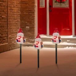 Set of 4 Jolly Snowmen Christmas Pathway Markers 16"
