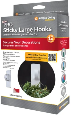 Set of 12 Large Sticky Clip Hooks 2"