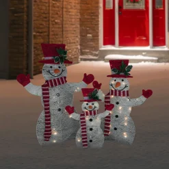Set of 3 LED Lighted Family of Snowmen Outdoor Christmas Decoration
