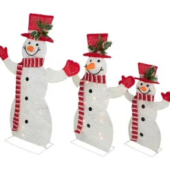 Set of 3 LED Lighted Family of Snowmen Outdoor Christmas Decoration