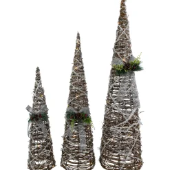 Set of 3 LED Lighted Pine and Berries Cone Christmas Tree Decorations 39.25