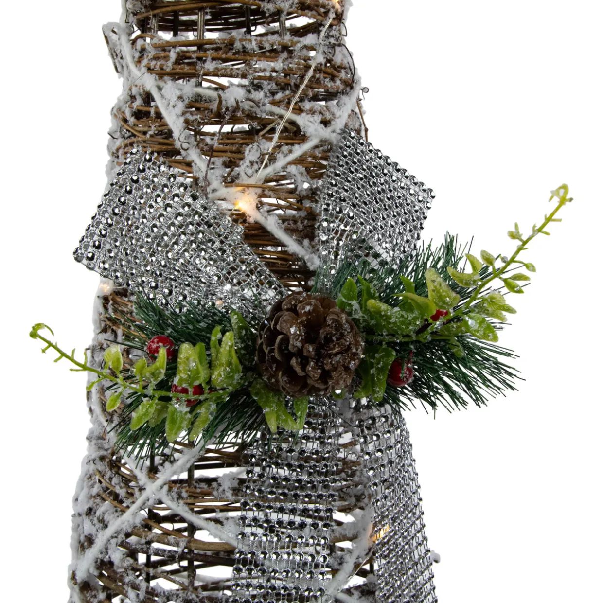 Set of 3 LED Lighted Pine and Berries Cone Christmas Tree Decorations 39.25"