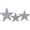 Set of 3 LED Lighted Silver Stars Outdoor Christmas Decorations 24"