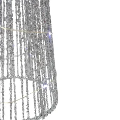 Set of 3 LED Lighted Silver Glitter Cone Tree Outdoor Christmas Decorations 23.5