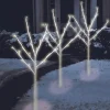 Set of 3 LED Lighted Twinkling White Twig Tree Christmas Pathway Markers 30", Warm White Lights