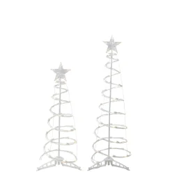 Set of 2 LED Lighted Warm White Outdoor Spiral Christmas Cone Trees 3', 4'