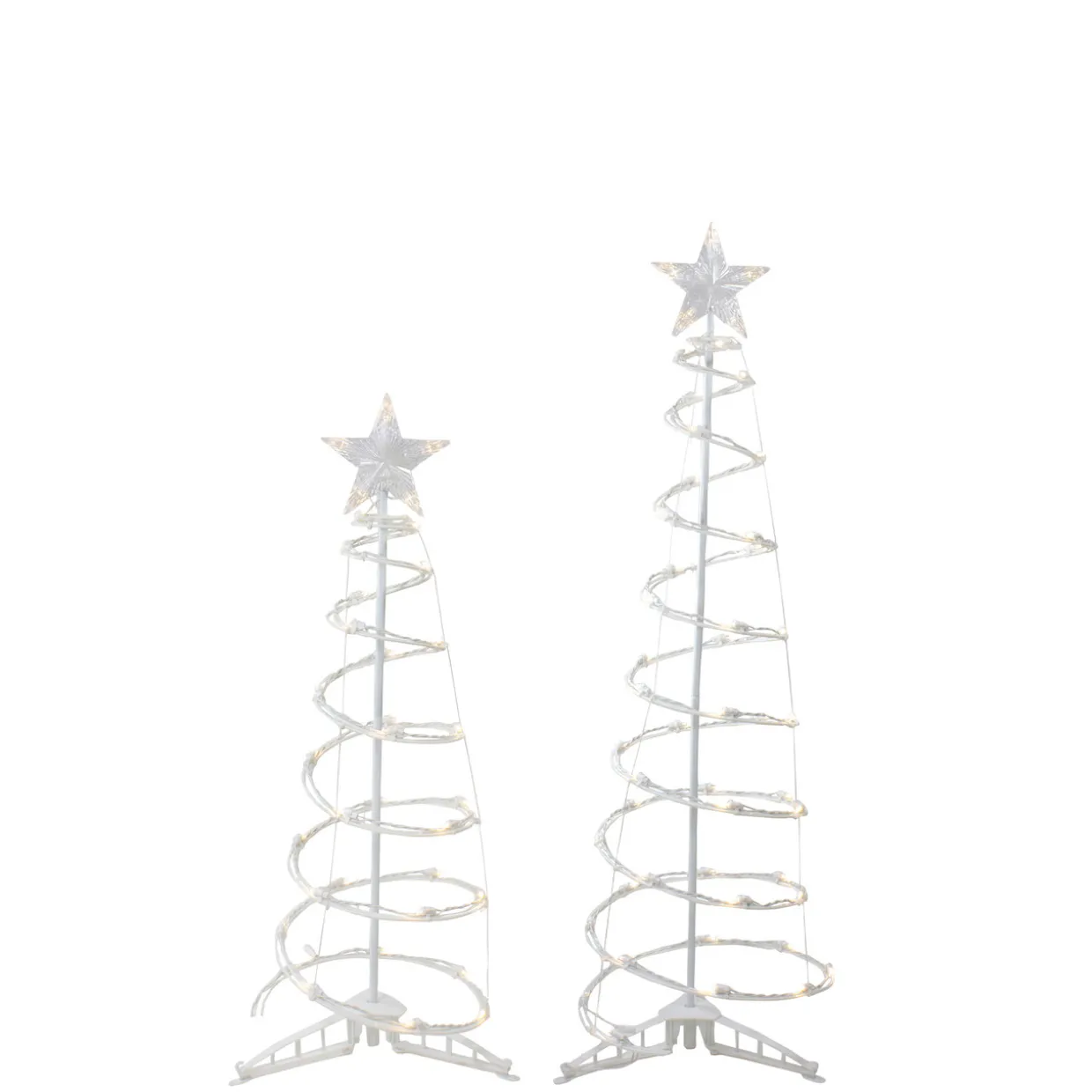 Set of 2 LED Lighted Warm White Outdoor Spiral Christmas Cone Trees 3', 4'