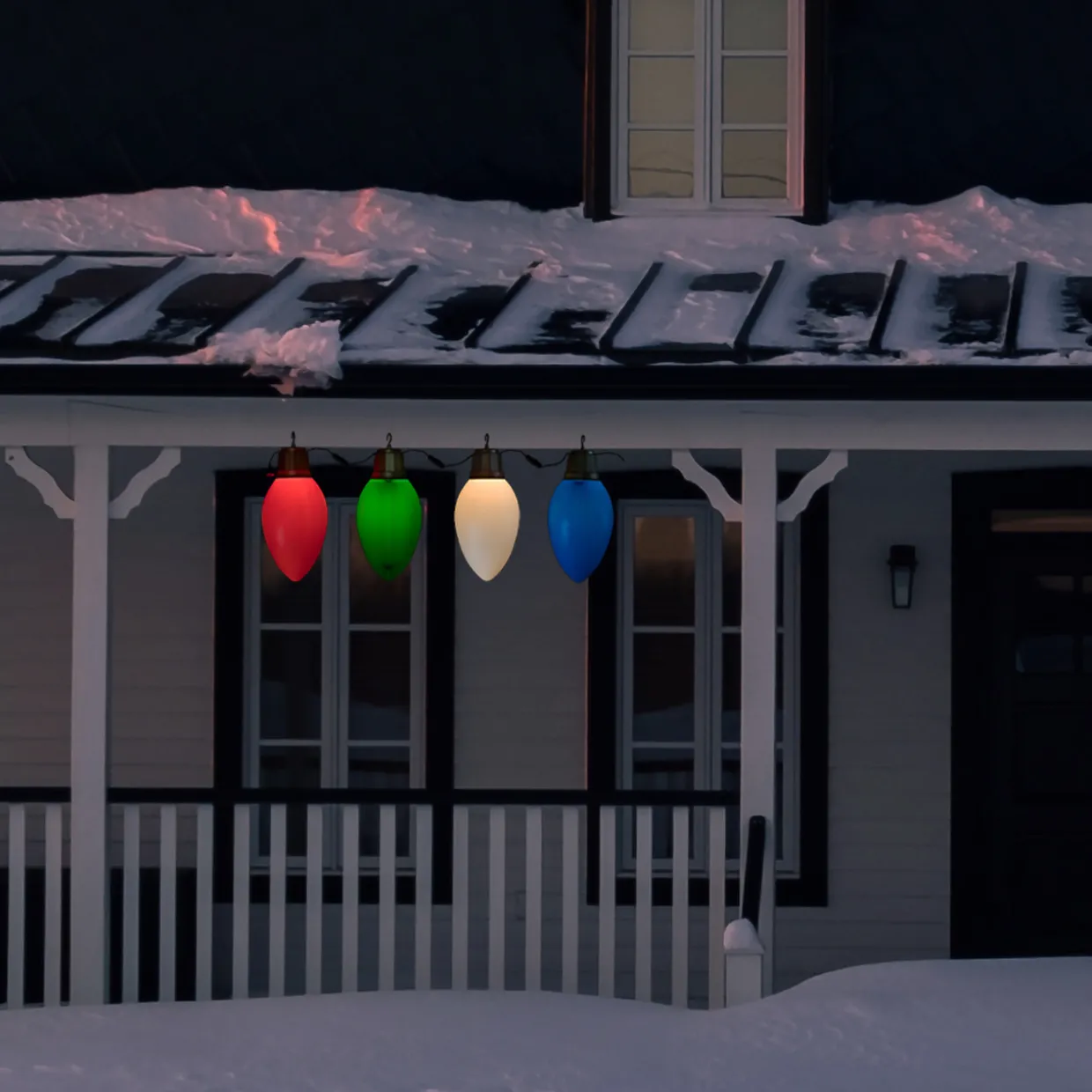 Set of 4 Lighted Blow Mold C7 Bulbs Christmas Decorations, 20"