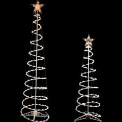 Set of 2 Lighted Clear Outdoor Spiral Christmas Cone Trees 4', 6'