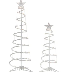 Set of 2 Lighted Clear Outdoor Spiral Christmas Cone Trees 4', 6'
