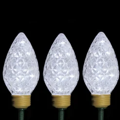 Set of 3 Lighted LED C9 Bulb Christmas Pathway Marker Lawn Stakes - Clear Lights