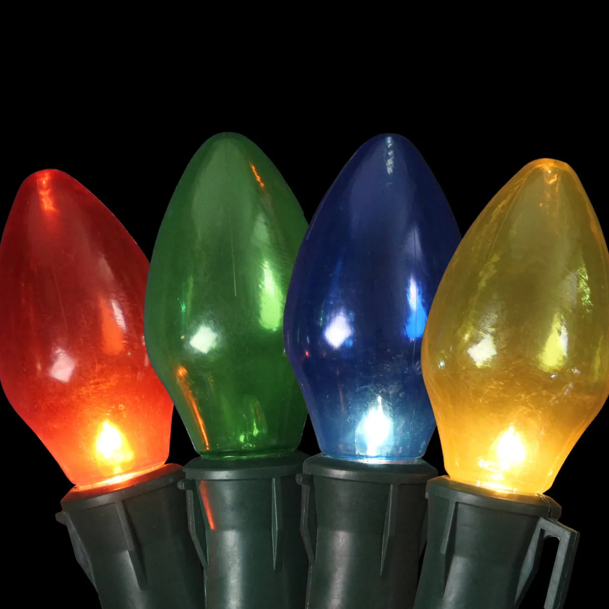 Set of 4 Lighted Multi-Color Jumbo C7 Bulb Christmas Pathway Marker Lawn Stakes