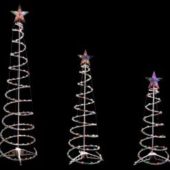 Set of 3 Lighted Multi-Color Spiral Christmas Trees - 3', 4', and 6'