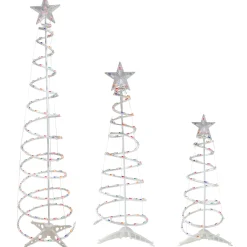 Set of 3 Lighted Multi-Color Spiral Christmas Trees - 3', 4', and 6'