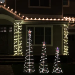 Set of 3 Lighted Multi-Color Spiral Christmas Trees - 3', 4', and 6'