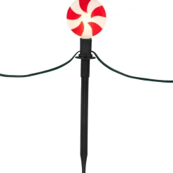 Set of 4 Lighted Peppermint Twist Candy LED Christmas Pathway Markers 14.5"