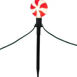 Set of 4 Lighted Peppermint Twist Candy LED Christmas Pathway Markers 14.5