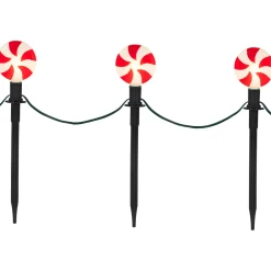 Set of 4 Lighted Peppermint Twist Candy LED Christmas Pathway Markers 14.5