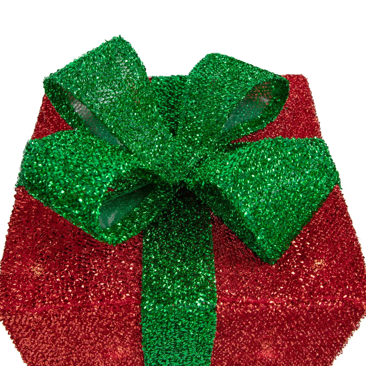 Set of 3 Lighted Red Gift Boxes with Green Bows Outdoor Christmas Decorations 10"