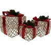 Set of 3 Lighted White Rope Gift Box Christmas Decorations 9.75"