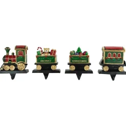 Set of 4 Merry Christmas Train Stocking Holders 5"