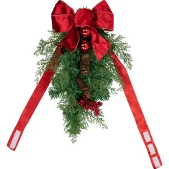 Set of 2 Mixed Cedar and Pine Christmas Chair Back Swags