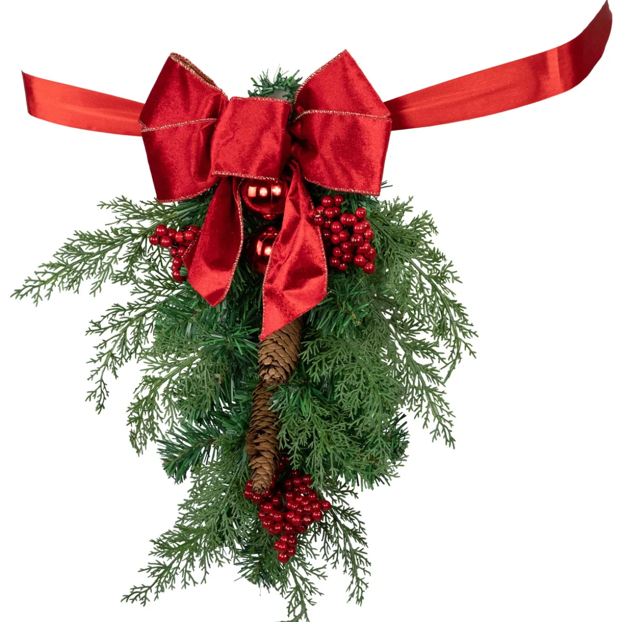 Set of 2 Mixed Cedar and Pine Christmas Chair Back Swags