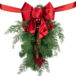 Set of 2 Mixed Cedar and Pine Christmas Chair Back Swags