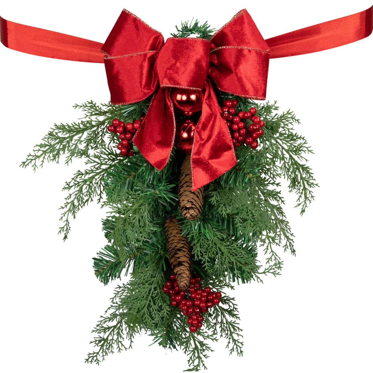 Set of 2 Mixed Cedar and Pine Christmas Chair Back Swags