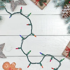 Set of 300 Multi-Color Mini Christmas Light Set, 61 ft Green Wire