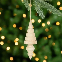 Set of 3 Natural Trees Wooden Christmas Ornaments 5.5