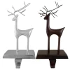 Set of 2 Oil Rubbed Bronze and Silver Reindeer Christmas Stocking Holders