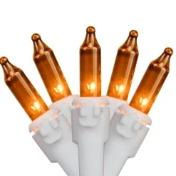 Set of 50 Orange Mini Christmas Lights - 11.25 ft White Wire