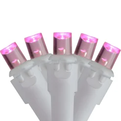 Set of 70 Pink LED Wide Angle Icicle Christmas Lights - 6ft White Wire