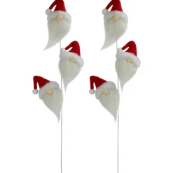 Set of 2 Plush Red and White Santa Gnome Christmas Picks 27"