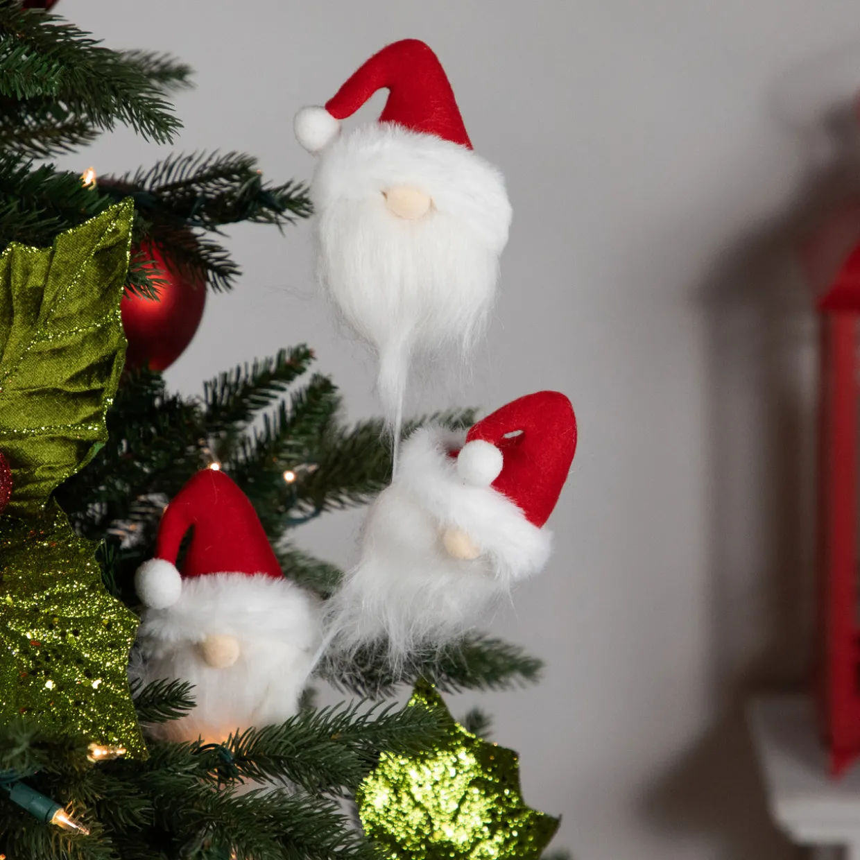 Set of 2 Plush Red and White Santa Gnome Christmas Picks 27"