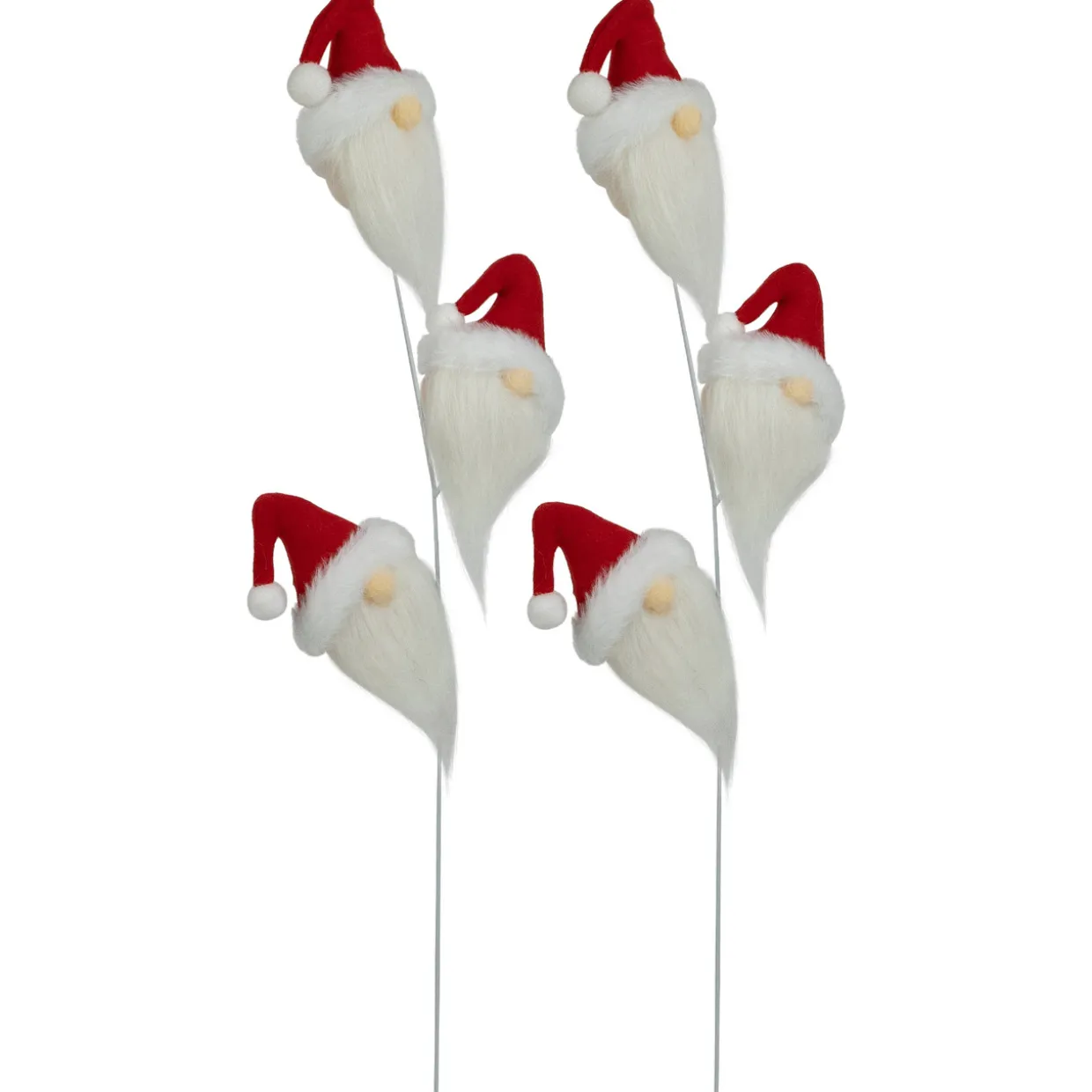 Set of 2 Plush Red and White Santa Gnome Christmas Picks 27"