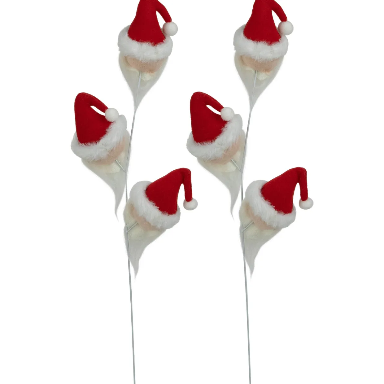 Set of 2 Plush Red and White Santa Gnome Christmas Picks 27"