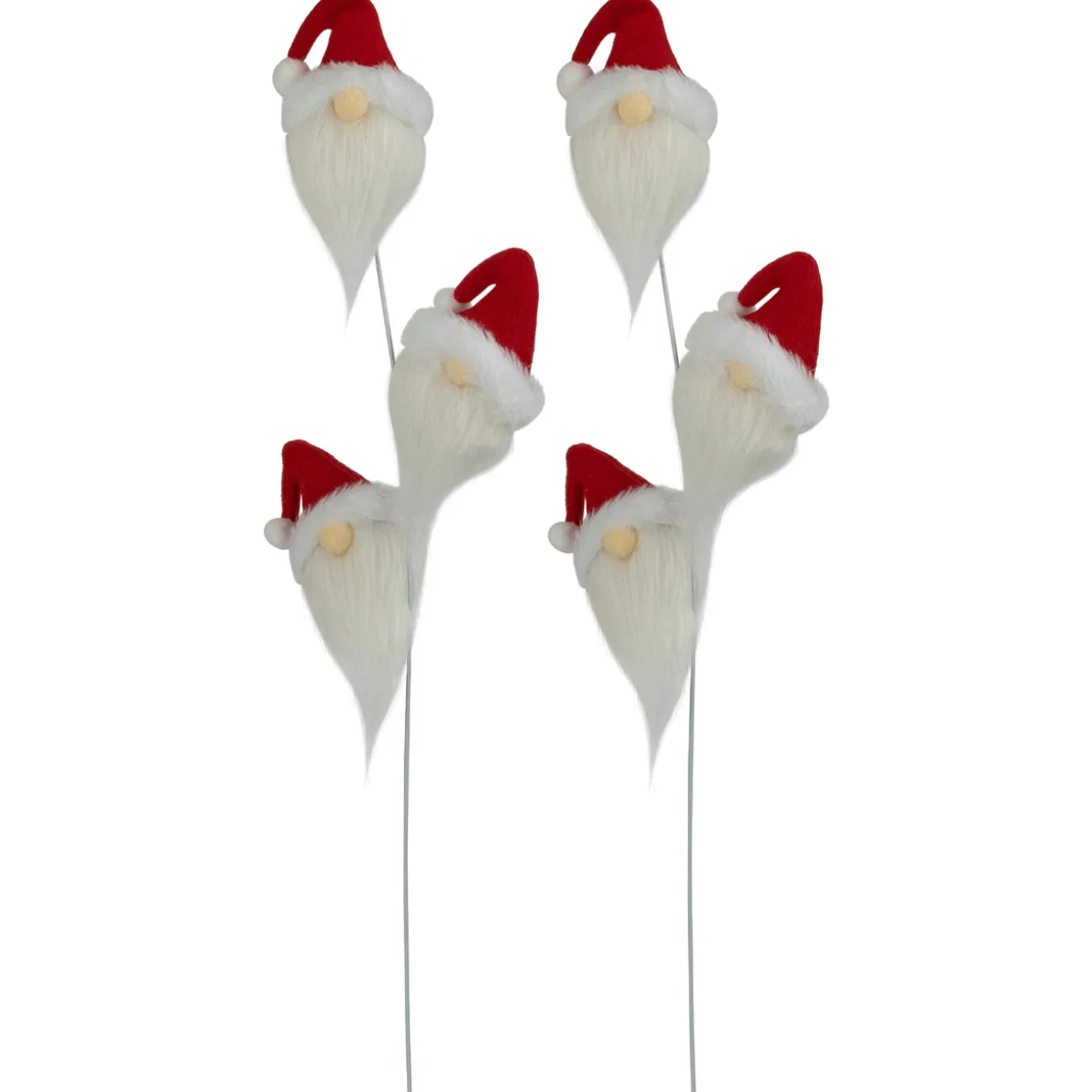 Set of 2 Plush Red and White Santa Gnome Christmas Picks 27"