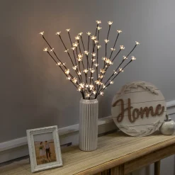 Set of 3 Pre-Lit Cherry Blossom Artificial Tree Branches, 72 Warm White LED Lights