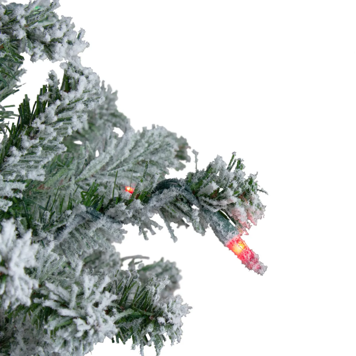 Set of 3 Pre-Lit Flocked Alpine Artificial Christmas Trees 5' - Multi Lights