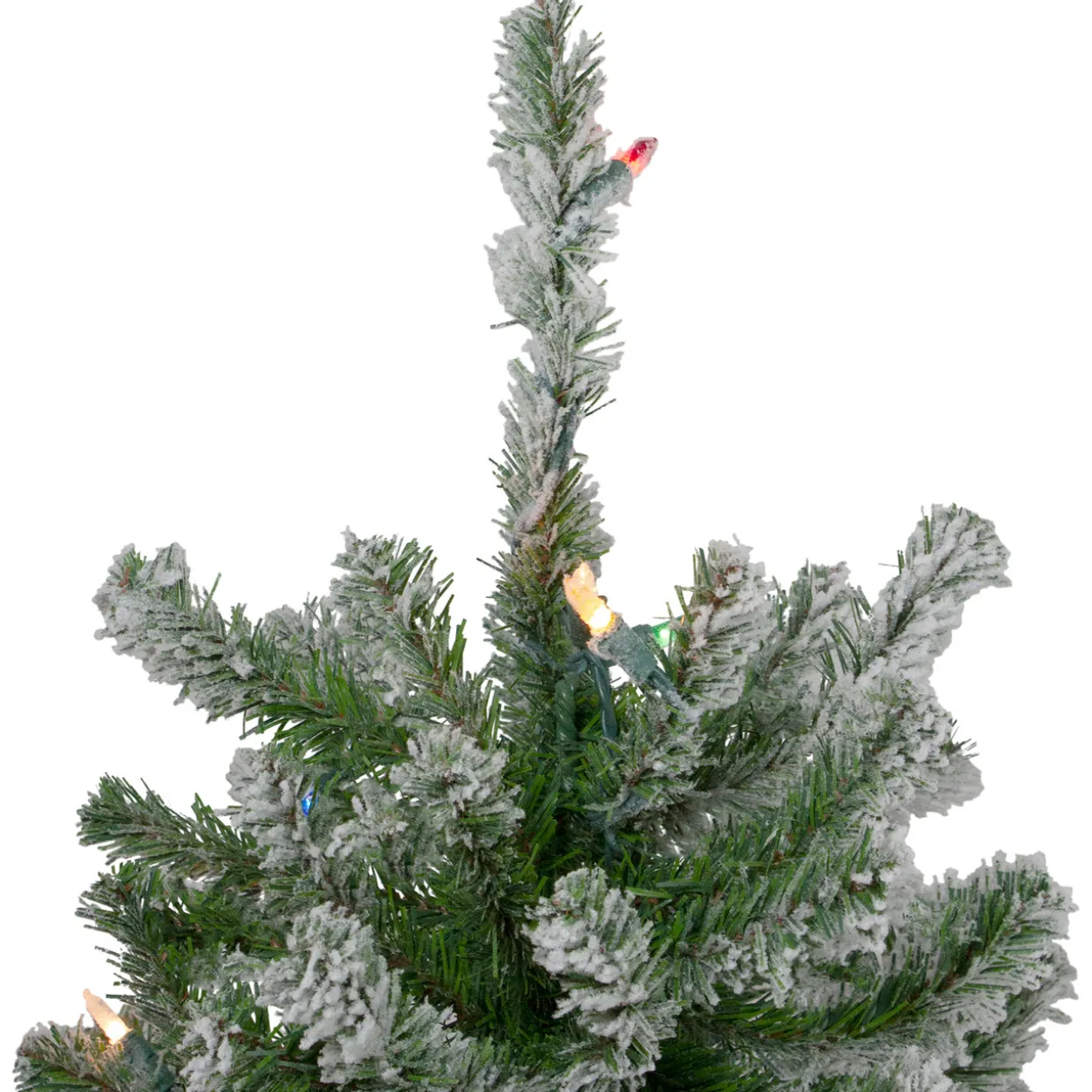 Set of 3 Pre-Lit Flocked Alpine Artificial Christmas Trees 5' - Multi Lights