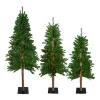 Set of 3 Pre-Lit Slim Alpine Artificial Christmas Trees 6' - Multi Lights