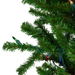 Set of 3 Pre-Lit Slim Alpine Artificial Christmas Trees 6' - Multi Lights