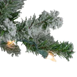Set of 3 Pre-Lit Slim Flocked Alpine Artificial Christmas Trees 5' - Clear Lights